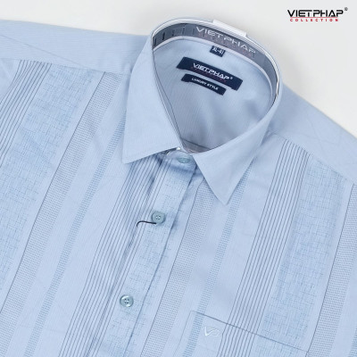 Áo Sơ Mi Nam Ngắn Tay VIỆT PHÁP Form Luxury Chất liệu Bambo In Sọc lịch lãm, sang trọng 32727