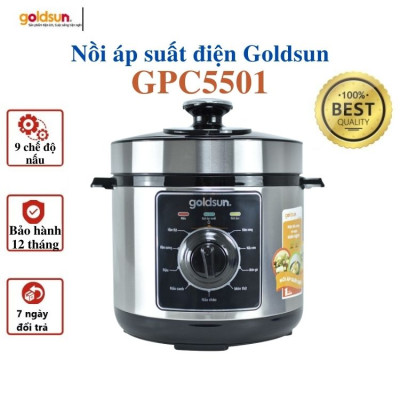 Nồi Áp Suất Điện Đa Năng Goldsun GPC5501 Dung Tích 6L 9 Chế Độ Nấu - Hàng chính hãng Goldsun