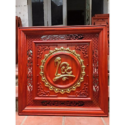 Tranh treo tường chữ lộc bằng gỗ hương đỏ kt 61×61×4cm