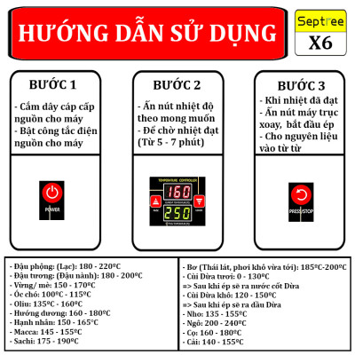 Máy ép dầu ăn thực vật, dùng trong gia đình. Thương hiệu Mỹ cao cấp Septree - X6. Hàng chính hãng