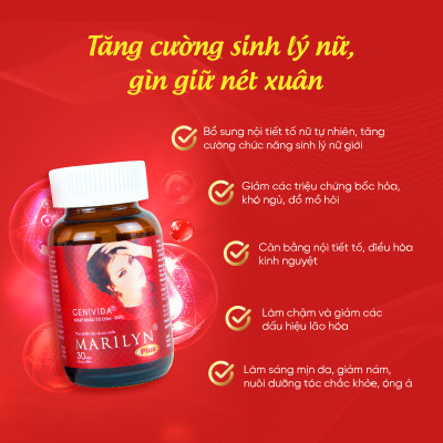 Liệu trình tăng nội tiết tố nữ Marilyn Plus Dân Khang giảm khô hạn tăng sinh lý nữ hộp 30 viên