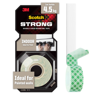 Băng keo siêu dính 2 mặt màu trắng khổ 19mm Scotch 3M SB-BK110 - Cường lực, thẩm mỹ, dán trong nhà, logo, móc treo đồ