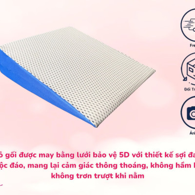 Gối Latex Foam Chống Trào Ngược Cho Người Lớn Kingroll Tặng Kèm Áo Vải Lưới 5D Thoáng Mát Được Bọc Sẵng