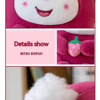 Thú nhồi bông lotso tròn ôm dâu đáng yêu - Size 20cm - Quà tặng gấu dâu tròn vo mềm mịn cute - Gối ôm cho bé.