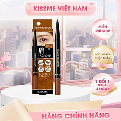 Bút Chì Sáp Kẻ Lông Mày Chống Trôi Lõi Siêu Mịn Màu Nâu Sáng Kissme Heavy Rotation Eyebrow Pencil 0,09 G
