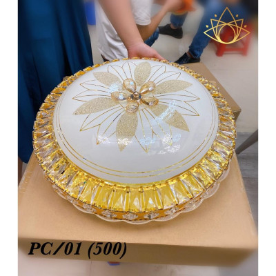 Đèn ốp trần pha lê HUATE D500mm trang trí nội thất hiện đại, sang trọng - 3 chế độ ánh sáng.