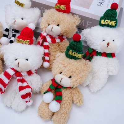 Móc khoá gấu Teddy Noel đáng yêu - Size 16cm - Teddy mini đội nón giáng sinh quàng khăn cute