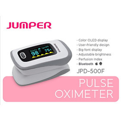MÁY ĐO NỒNG ĐỘ OXY BÃO HÒA TRONG MÁU SPO2, PR, PI JUMPER JPD-500F Kết nối bluletooth với điện  thoại, màn hình OLED  ( FDA hoa kỳ chứng nhận ) 