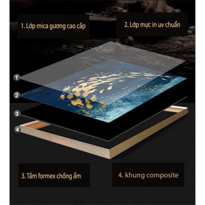 Bộ 3 tranh mica cao cấp Hươu và thu vàng - MK120