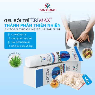 Combo co búi trĩ Trimax (1 viên uống và 1 gel) giảm đau rát săn se búi trĩ ngừa trĩ tái phát