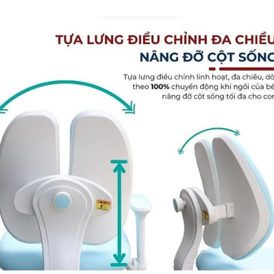 Ghế học sinh chống gù đa năng Tundo nâng hạ chiều cao tay gạt CT G104 có khóa bánh trọng lực, xoay 360 độ