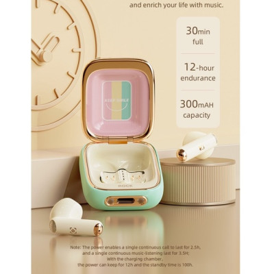 Tai nghe bluetooth Rock Retro nghe nhạc liên tục 12h - Hàng chính hãng bảo hành 1 năm