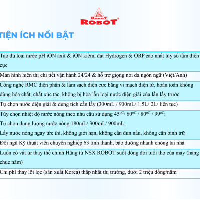 Máy Lọc Nước Điện Giải Ion Kiềm ROBOT IonSmart 911 Nóng Thông Minh - Hàng Chính Hãng