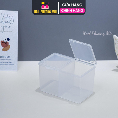 Hộp Đựng Giấy Lau Gel 2 Ngăn Bằng Nhựa Trong, Phụ Kiện Làm Nail Tiện Lợi 7.5x12x6.5cm, Thiết Kế Thông Minh Cho Tiệm Nail Gọn Gàng Chống Bụi