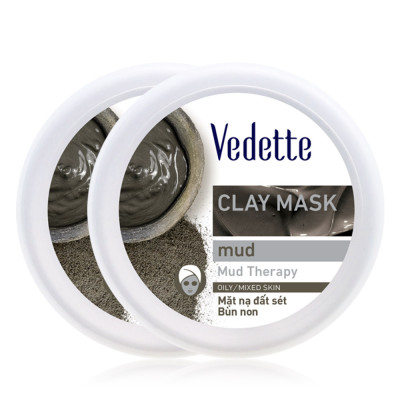 Mặt nạ đất sét bùn non Sạch Sâu Dịu Nhẹ Vedette hũ 145g