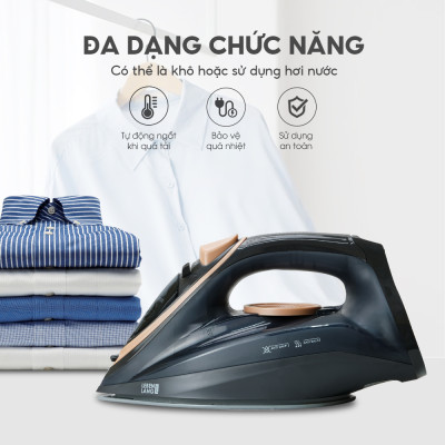 Bàn là hơi nước cầm tay dạng nằm Lebenlang LBL5289, bàn ủi hơi nước 2200W, bình chứa 260ml, bảo hành 2 năm - hàng chính hãng