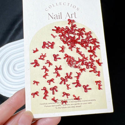 Set 50 Chiếc Nơ Đỏ 3D Mix Size Làm Nail Nữ Tính, Charm Nơ Đỏ Bằng Nhựa Gắn Móng Tay Nghệ Thuật Trẻ Trung Women