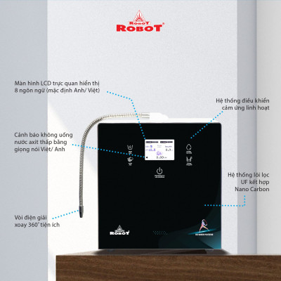 Máy Lọc Nước Điện Giải Ion Kiềm ROBOT IonPrince 1111 Để Bàn/ Treo Tường - Hàng Chính Hãng