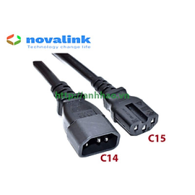 Dây nguồn C14 C15 dài 2M Novalink NV-51005A (13A, 16AWG) – Dùng cho UPS, PDU, Server, PDU, máy tính - Hàng chính hãng