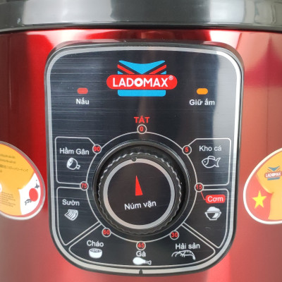Nồi áp suất điện Ladomax HA-7860 Dung tích 6L kèm khay hấp, công suất 1000W, Màu Inox-Hàng chính hãng