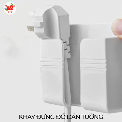 Khay đựng remote  - điện thoại dán tường có khe luồn sạc nhỏ gọn tiện lợi  ( Giao màu ngẫu nhiên ) - Hàng chính hãng 