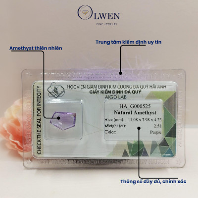 Viên đá thạch anh tím ( Amethyst ) thiên nhiên  HA_G000525