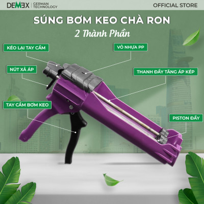 Combo 1 Chai Keo Chà Ron, 1 Súng Bơm Keo Thường Màu Tím - DEMEX