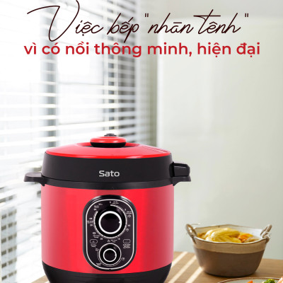 Nồi áp suất đa năng SATO 6AS052.D 6.0L  - Nồi áp suất đa chức năng : nấu cơm, nấu cháo, hầm gân, ninh, súp, hấp, giữ ấm ... Dung tích : 6.0 lít phù hợp gia đình 4 - 6 người - Miễn phí vận chuyển toàn quốc - Hàng chính hãng