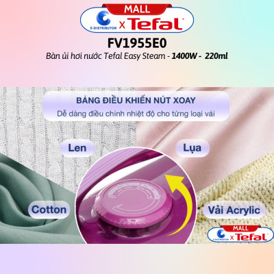 Bàn ủi hơi nước Tefal Easy Steam FV1955E0 1400W - Hàng Chính Hãng - Bảo Hành 12 Tháng