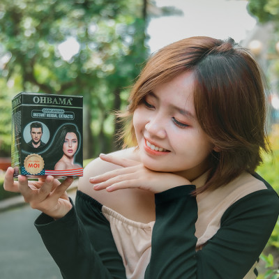 Dầu Gội Phủ Bạc OHBAMA Gội Đen Nâu Tự Nhiên Thảo Mộc [Hộp 10 gói]