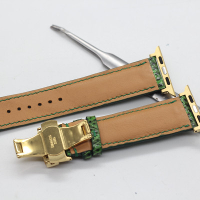 DÂY DA KỲ ĐÀ THẬT HANDMADE HÀNG CHÍNH HÃNG SONGHAN LEATHER , DÂY ĐEO THAY THẾ CHO APPLE WATCH PHÙ HỢP CÁC DÒNG SERIES 1-2-3-4-5-6-SE-7, SẢN PHẨM KÈM ADAPTER KÈM KHÓA  AWLZ-02