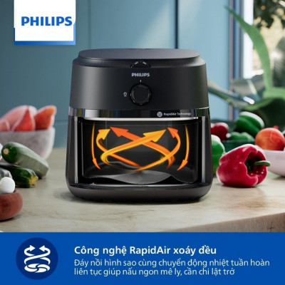 Nồi Chiên Không Dầu Philips NA130/00, Nút Vặn Dễ Sử Dụng 6.2 lít -1700W, Hàng Chính Hãng