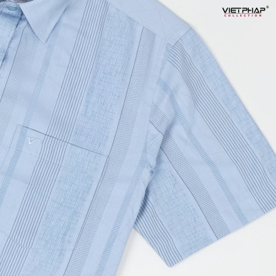 Áo Sơ Mi Nam Ngắn Tay VIỆT PHÁP Form Luxury Chất liệu Bambo In Sọc lịch lãm, sang trọng 32727