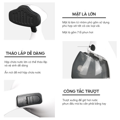 Bàn ủi hơi nước cầm tay Lebenlang LBL5299 công suất 1500W, 320ml, tiện lợi và gọn nhẹ, bảo hành 2 năm - hàng chính hãng