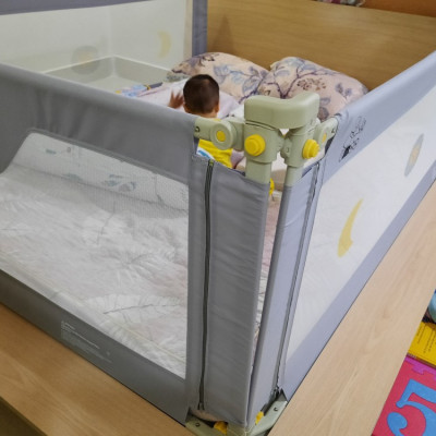 Bộ 02 thanh chắn/ chặn giường 1m8 và 2m UMOO Bản Nâng Cấp 2021, trượt 01 bên tiện lợi khi sử dụng