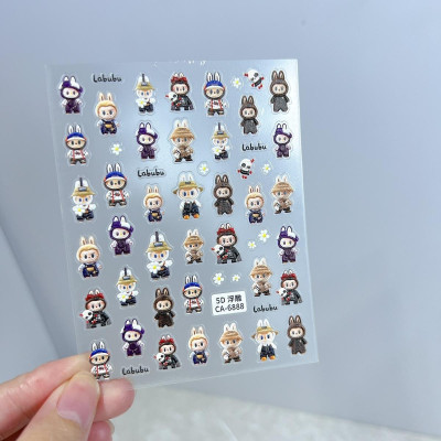 Sticker Dán Móng 5D Hình Labubu Đáng Yêu, Sticker Làm Nail, Miếng Dán Móng Tay 5D Labubu Cute Ngộ Ngĩnh Hot Trend