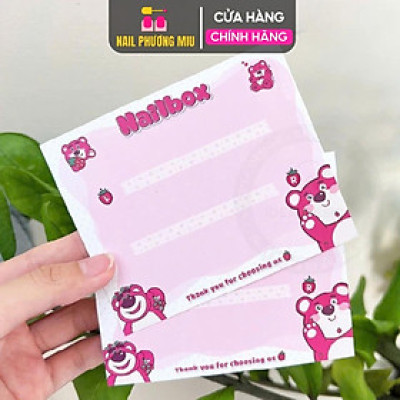 Thẻ Bìa Dán Nailbox Siêu Xinh Kèm Túi Dày Dặn Và HDSD, Tag Nail Box Hình Gấu Hồng, Mây Trắng, Nail Art Sang Trọng Và Hạn Chế Thấm Nước cho bé gái