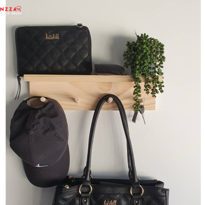 Kệ Treo Áo Khoác, Khăn, Đồ Dùng Gắn Tường Bằng Gỗ Thông, Kệ Gỗ Treo Tường Anzzar