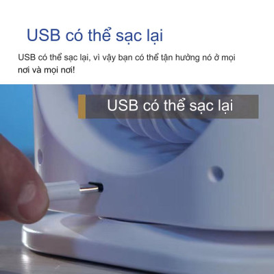 Quạt phun sương tích điện Youpin AQUA BREEZE, 2 lồng quạt, có đèn LED, bình nước lớn có thể thêm đá, xoay tốc năng 90° làm mát rộng, pin dung lượng lớn - Hàng nhập khẩu