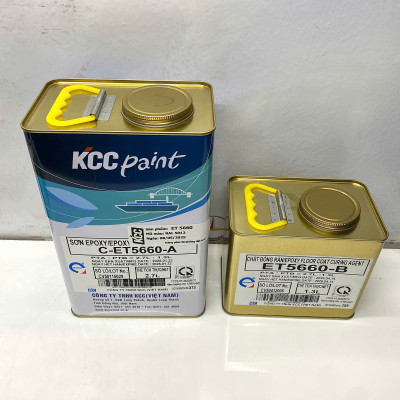 Sơn sàn bê tông epoxy KCC ET5660 Base C màu xanh dương RAL 5012 _ 4L/Bộ