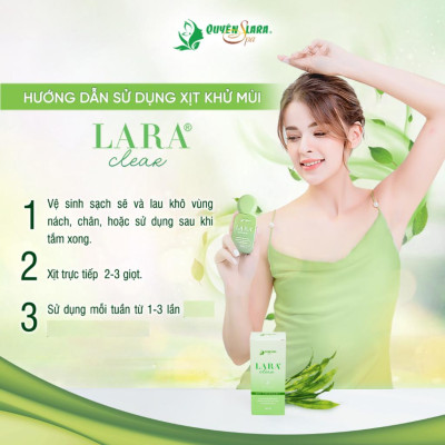 COMBO 2 Lọ Xịt Khử Mùi Toàn Thân LARA CLEAR Quyên Lara 40ml, Giúp Ngăn Tiết Mồ Hôi, Khử Mùi Hôi
