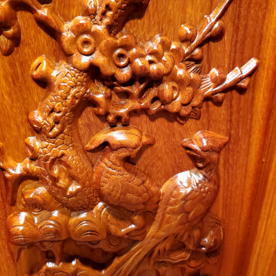 TRANH GỖ HƯƠNG ĐỤC NỔI TỨ QUÝ - TÙNG CÚC TRÚC MAI