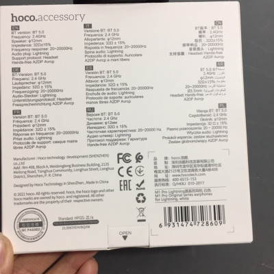 Tai nghe nhét tai có mic chân ip kết nối bluetooth cho điện thoại ip hoco M1 PRO _ Hàng chính hãng