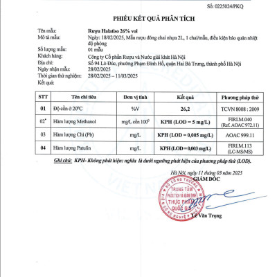 Rượu HALATISO - HALICO nồng độ 26% chai 750ml kèm hộp