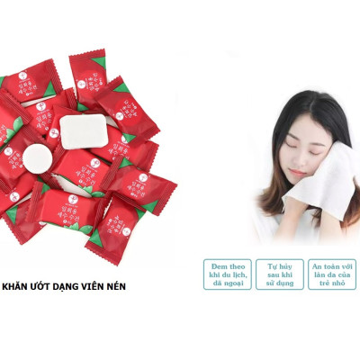 Combo 20 Viên Nén Khăn Ướt Nhỏ Gọn, Chất Liệu Mềm, Mịn, Dùng 1 Lần Tiện Dụng Gia Đình, Sạch Sẽ, An Toàn. TakyHome 5850Set20