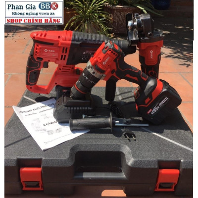 [LOẠI 1]  Bộ Combo 3 Máy Siết Bulong, Máy Mài Pin Cầm Tay Và Máy Khoan Đục Bê Tông Dùng Pin 199V (Bảo Hành 12 Tháng)