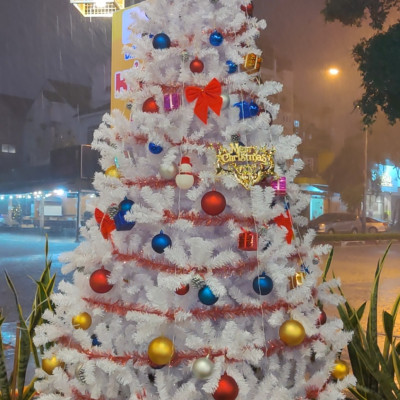 Cây thông noel màu trắng 2m4 - Tán dày và đẹp, cây thông chắc chắn và dể tháo lắp