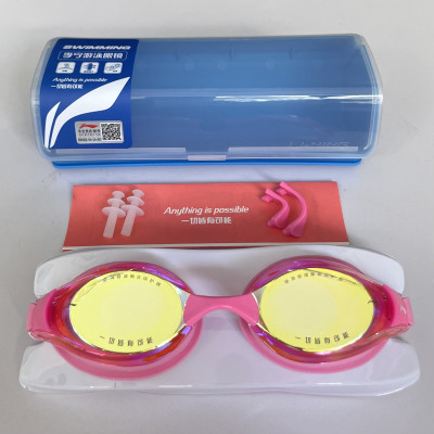 Kính bơi người lớn LI-NING tráng gương chống tia UV chống sương mù - Hồng - Hàng chính hãng
