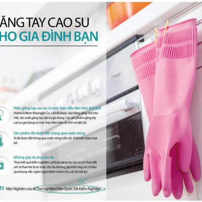 Mua 3 Tặng 2 Đôi Găng Tay Cao Su Tự Nhiên Hàn Quốc Có Móc 31cm