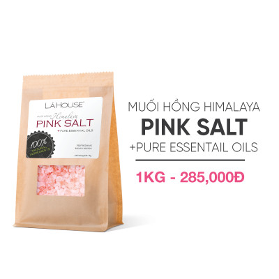 Muối tắm dưỡng ẩm, loại bỏ tế bào chết trên da Lá House Himalaya Pink Salt 1kg